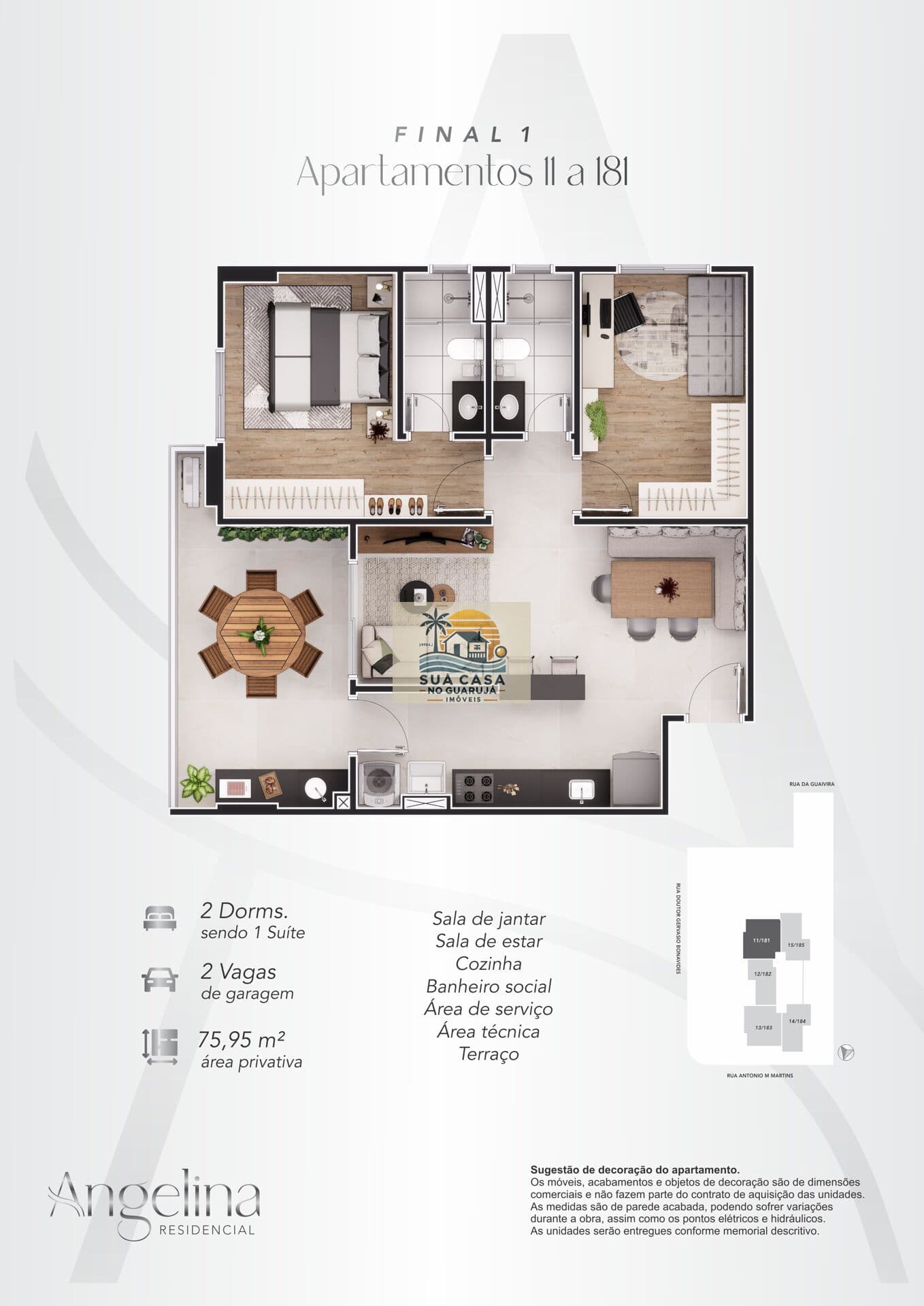 residencial angelina - Apartamento em construção venda 2 dormitorios 1 suite 76 m2 praia das asturias guaruja